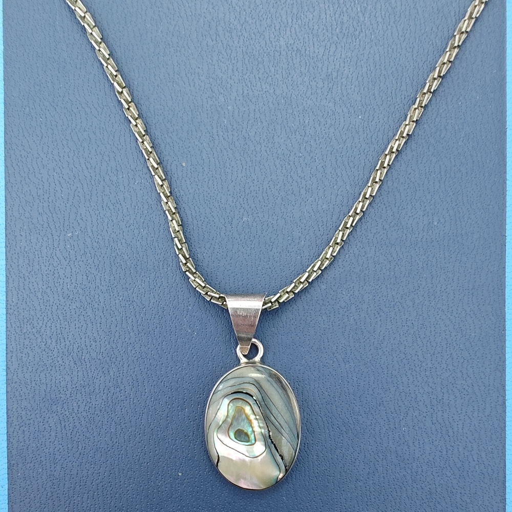 Abalone Silver Pendant And Necklace